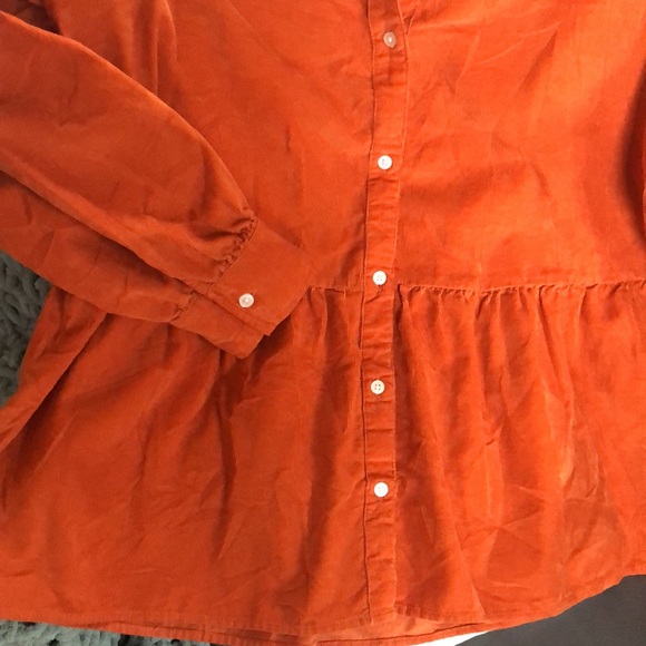 Loft corduroy orange top with peplum waist L - Picture 2 of 5